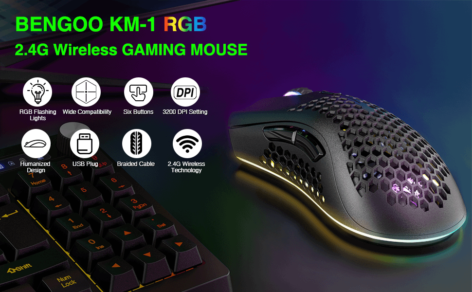 Bengoo km-1 RGB 2.4G Wireless Gaming Mouse 